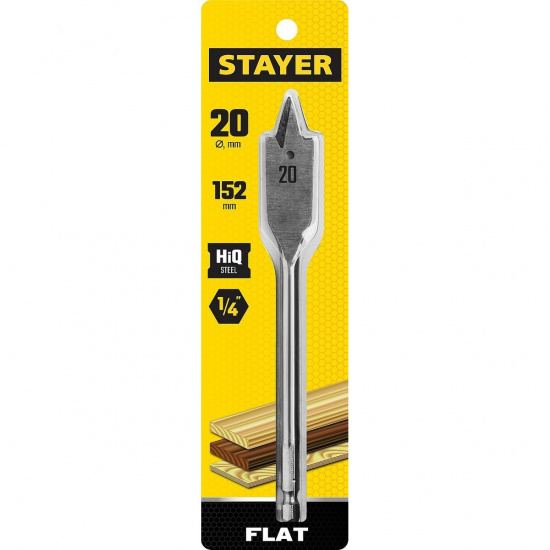 Большое фото товара - Cверло по дереву перовое 20x152мм Flat STAYER 2950-20_z01, 2950-20_z01. Вариант №2