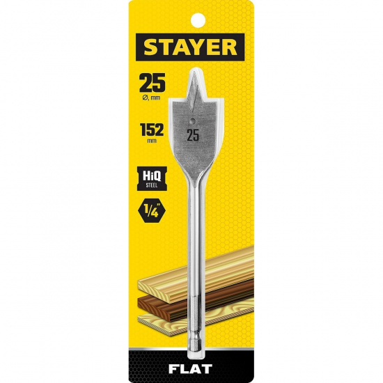 Большое фото товара - Cверло по дереву перовое 25x152мм Flat STAYER 2950-25_z01, 2950-25_z01. Вариант №2