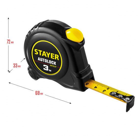 Большое фото товара - Рулетка с автостопом 3м*16мм AutoLock STAYER 2-34126-03-16_z02, 2-34126-03-16_z02. Вариант №5
