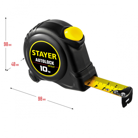 Большое фото товара - Рулетка с автостопом 10м*25мм AutoLock STAYER 2-34126-10-25, 2-34126-10-25. Вариант №5