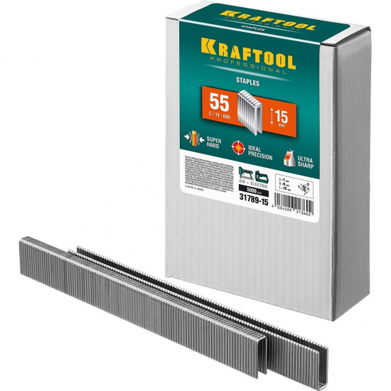 Большое фото товара - Скобы для степлера 5000шт тип 18GA (55/90/C) 15мм KRAFTOOL 31789-15, 31789-15. Вариант №1