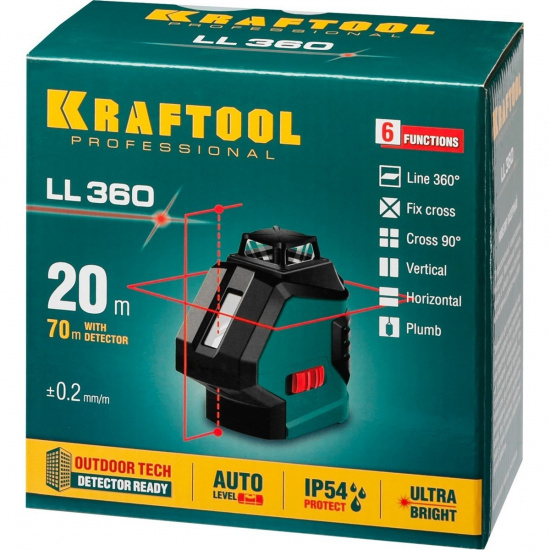 Большое фото товара - Лазерный нивелир LL360 KRAFTOOL 34645, 34645. Вариант №2
