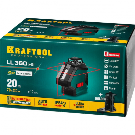 Большое фото товара - Лазерный нивелир LL360 #2 KRAFTOOL 34645-2, 34645-2. Вариант №2