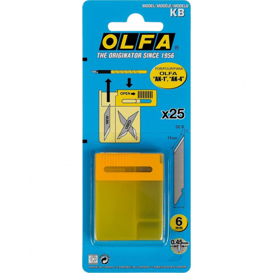 Большое фото товара - Перовые лезвия для ножа OL-AK-1 6мм 25шт OLFA OL-KB, OL-KB. Вариант №5