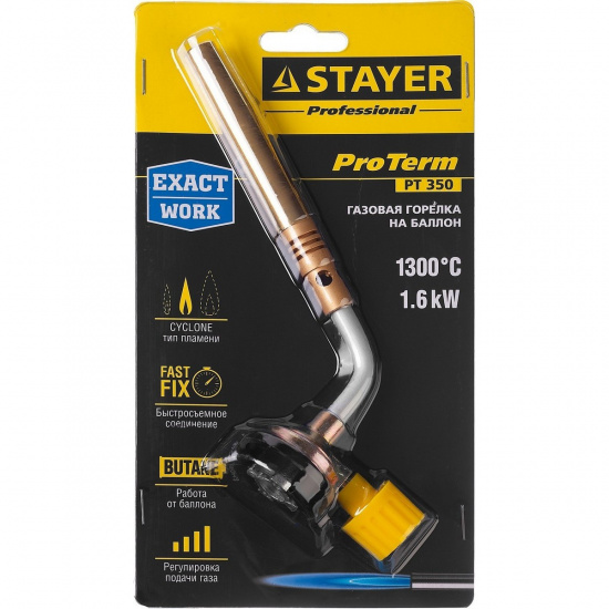 Большое фото товара - Газовая горелка турбо нагрев + 30% 1300C PT 350 ProTerm Turbo STAYER 55586, 55586. Вариант №2