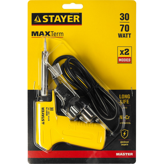 Большое фото товара - Электропаяльник конус 2 в 1 30Вт + 70Вт MAXTerm STAYER 55307-70, 55307-70. Вариант №4