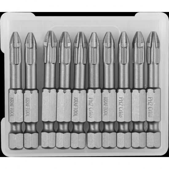 Большое фото товара - Торсионные биты 10шт 50мм X-Drive PH2 KRAFTOOL 26121-2-50-10, 26121-2-50-10. Вариант №1