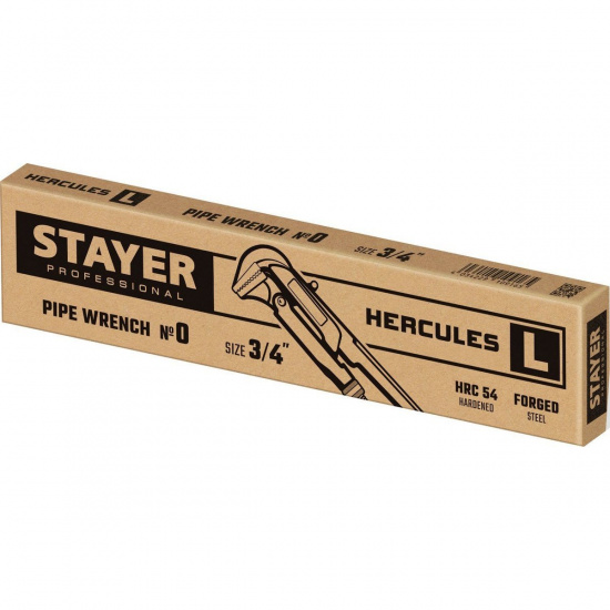 Большое фото товара - Трубный ключ с прямыми губками 3/4.280мм №0 Hercules-L STAYER 27331-0, 27331-0. Вариант №2