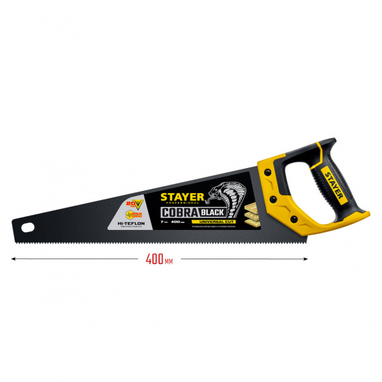 Большое фото товара - Универсальная ножовка 400мм Cobra Black STAYER 2-15081-40_z01, 2-15081-40_z01. Вариант №4