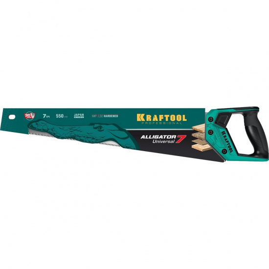 Большое фото товара - Универсальная ножовка 3D зуб 7 TPI 550мм Alligator Universal 7 KRAFTOOL 15004-55, 15004-55. Вариант №2