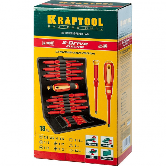 Большое фото товара - Набор высоковольтных отверток 18пр. Х-Drive Electro KRAFTOOL 220092-H18, 220092-H18. Вариант №2