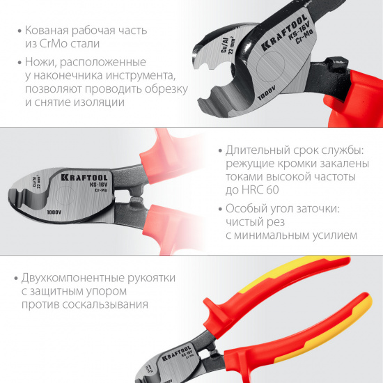 Большое фото товара - Кабелерез 160мм d=9мм KS-16V KRAFTOOL 23333-16V, 23333-16V. Вариант №4