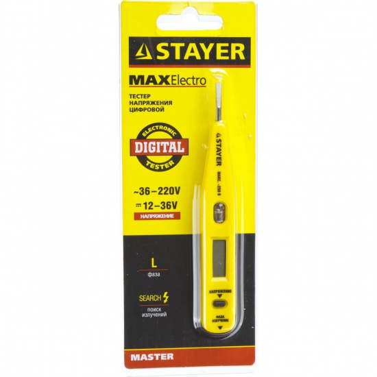 Большое фото товара - Тестер напряжения 125мм 12 - 220 В MAXElectro STAYER 45290, 45290. Вариант №2