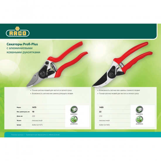 Большое фото товара - Секатор с алюминиевыми коваными рукоятками 200мм Profi-Plus 147S Raco 4206-53/147S, 4206-53/147S. Вариант №3