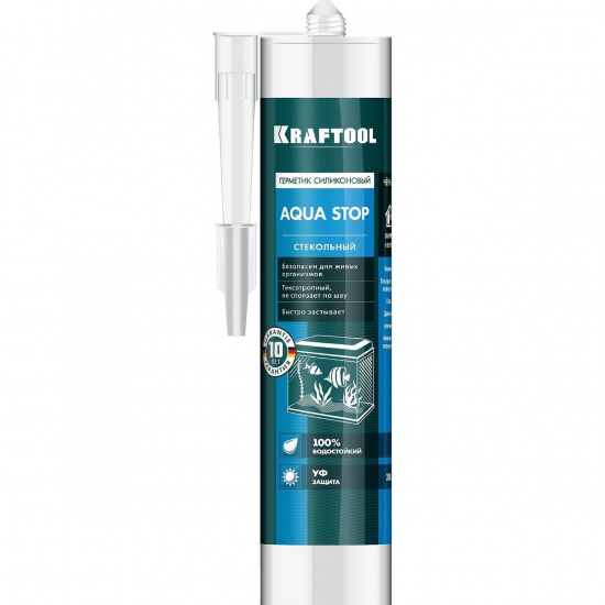 Большое фото товара - Стекольный силиконовый герметик черный 300мл KRAFTSeal GX107 AQUA STOP KRAFTOOL 41256-4, 41256-4. Вариант №1