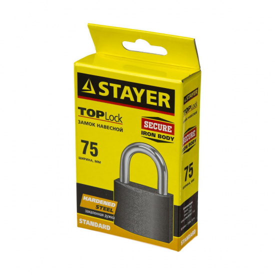 Большое фото товара - Навесной замок 75мм STAYER 37160-75, 37160-75. Вариант №2