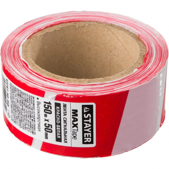 Большое фото товара - Сигнальная лента красно-белая 150м 50мм MAXTape STAYER 12241-50-150, 12241-50-150. Вариант №2