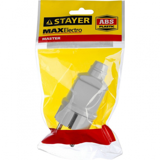 Большое фото товара - Прямая вилка 1300Вт 16 А/220 В белая MAXElectro STAYER 55160-W, 55160-W. Вариант №2