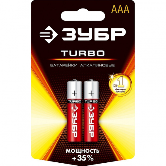 Большое фото товара - Алкалиновая батарейка 1.5 В АААх2 Turbo ЗУБР 59211-2C_z01, 59211-2C_z01. Вариант №2