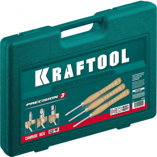 Большое фото товара - Набор ручных резцов по дереву 3 предм. Precision-3 KRAFTOOL 18369, 18369. Вариант №2