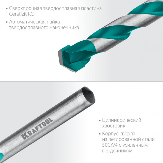Большое фото товара - Сверло по керамограниту тв.сплав КС 10х120мм Keramo KRAFTOOL 29175-120-10, 29175-120-10. Вариант №4