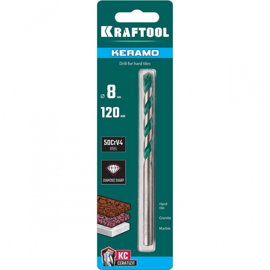 Большое фото товара - Сверло по керамограниту тв.сплав КС 8х120мм Keramo KRAFTOOL 29175-120-8, 29175-120-8. Вариант №2