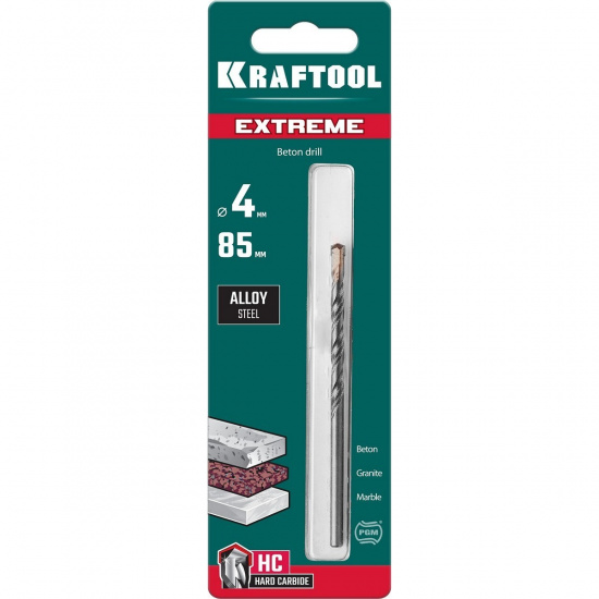 Большое фото товара - Сверло по бетону цилиндр. хвостовик 4х85мм Extreme KRAFTOOL 29166-085-04, 29166-085-04. Вариант №2