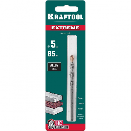 Большое фото товара - Сверло по бетону цилиндр. хвостовик 5х85мм Extreme KRAFTOOL 29166-085-05, 29166-085-05. Вариант №2