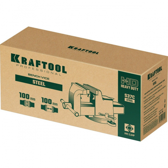 Большое фото товара - Стальные слесарные тиски 100мм Steel KRAFTOOL 32701-100, 32701-100. Вариант №2