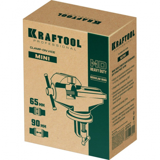Большое фото товара - Стальные настольные тиски 65мм Mini KRAFTOOL 32713-75, 32713-75. Вариант №2