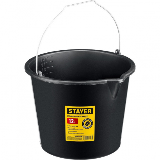 Большое фото товара - Строительное пластиковое ведро 12л STRONG STAYER 06083-12_z02, 06083-12_z02. Вариант №1