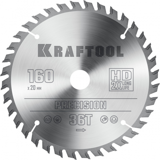 Большое фото товара - Пильный диск по дереву 36Т 160х20мм Precision KRAFTOOL 36952-160-20, 36952-160-20. Вариант №1
