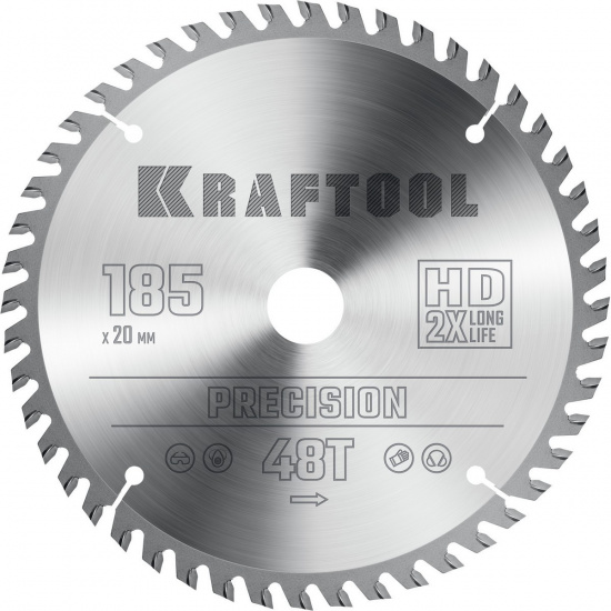 Большое фото товара - Пильный диск по дереву 48Т 185x20мм Precision KRAFTOOL 36952-185-20, 36952-185-20. Вариант №1