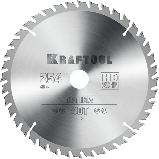 Большое фото товара - Пильный диск по дереву 40Т 254х30мм Optima KRAFTOOL 36951-254-30, 36951-254-30. Вариант №1