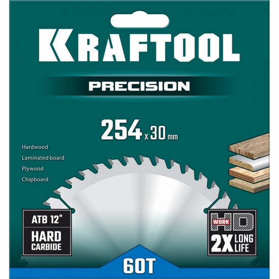 Большое фото товара - Пильный диск по дереву 60Т 254х30мм Precision KRAFTOOL 36952-254-30, 36952-254-30. Вариант №2