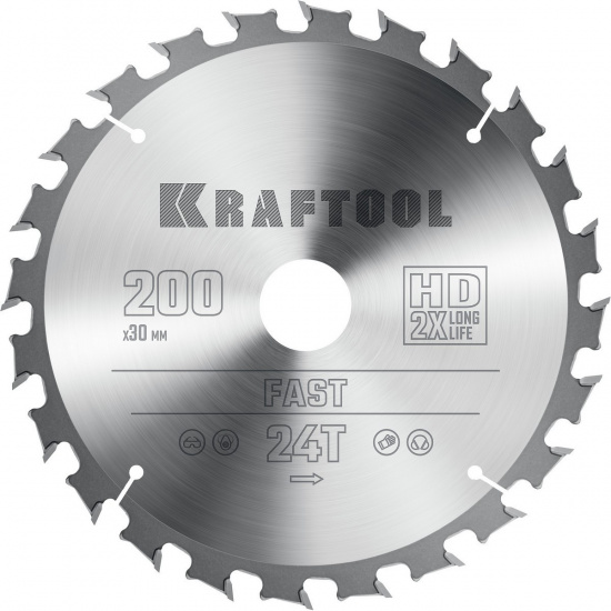 Большое фото товара - Пильный диск по дереву 24Т 200х30мм Fast KRAFTOOL 36950-200-30, 36950-200-30. Вариант №1