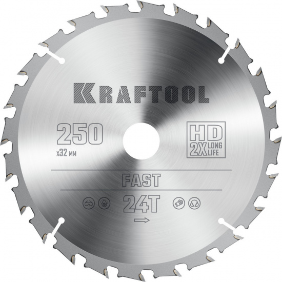 Большое фото товара - Пильный диск по дереву 24Т 250х32мм Fast KRAFTOOL 36950-250-32, 36950-250-32. Вариант №1