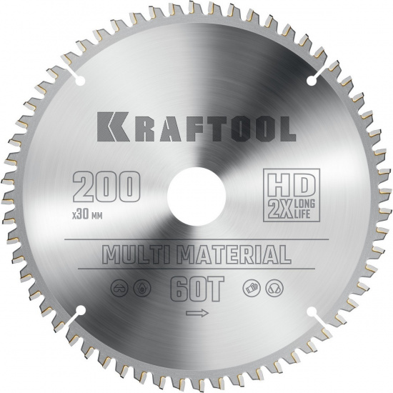 Большое фото товара - Пильный диск по алюминию 60Т 200х30мм Multi Material KRAFTOOL 36953-200-30, 36953-200-30. Вариант №1