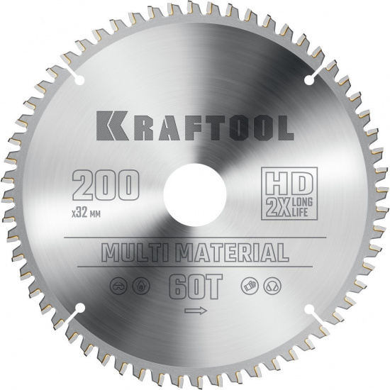 Большое фото товара - Пильный диск по алюминию 60Т 200х32мм Multi Material KRAFTOOL 36953-200-32, 36953-200-32. Вариант №1