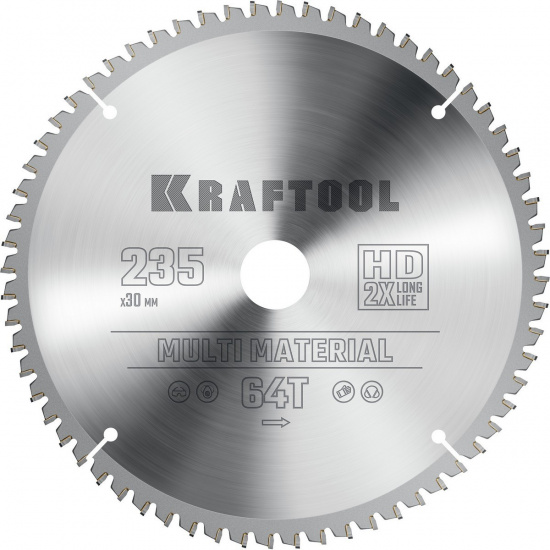 Большое фото товара - Пильный диск по алюминию 64Т 235х30мм Multi Material KRAFTOOL 36953-235-30, 36953-235-30. Вариант №1
