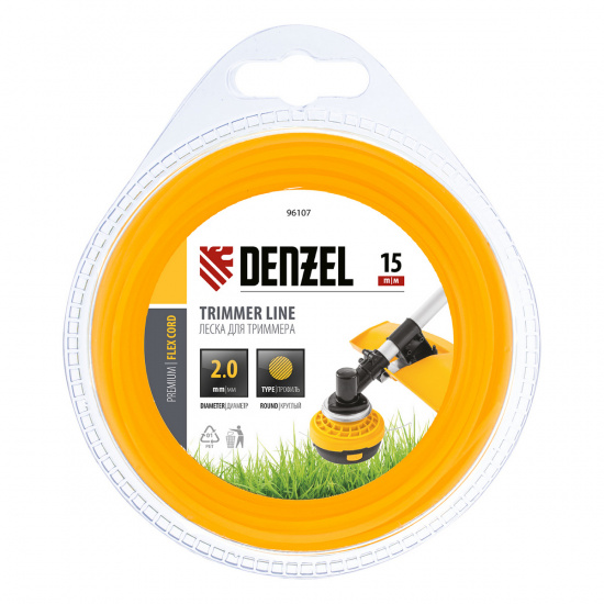 Большое фото товара - Леска для триммера круглая 2мм*15м блистер Flex cord Denzel 96107, 96107. Вариант №2