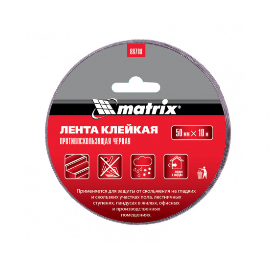 Большое фото товара - Лента клейкая противоскользящая черная 50ммx10м Matrix 88708, 88708. Вариант №2