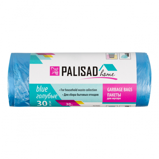 Большое фото товара - Пакеты для мусора 30лx30шт голубые Palisad 927045, 927045. Вариант №1