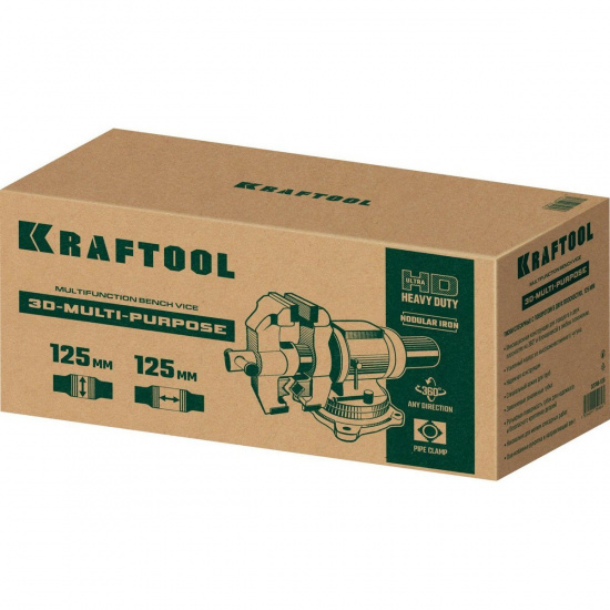 Большое фото товара - Чугунные слесарные тиски 125мм 3D Multi-Purpose KRAFTOOL 32706-125, 32706-125. Вариант №2