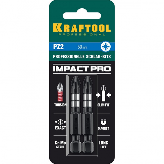 Большое фото товара - Ударные биты PZ 2 50мм 2шт Impact Pro KRAFTOOL 26193-2-50-S2, 26193-2-50-S2. Вариант №2