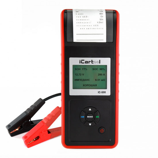 Большое фото товара - Тестер аккумуляторных батарей (АКБ) 12/24V iCartool IC-500, IC-500. Вариант №1
