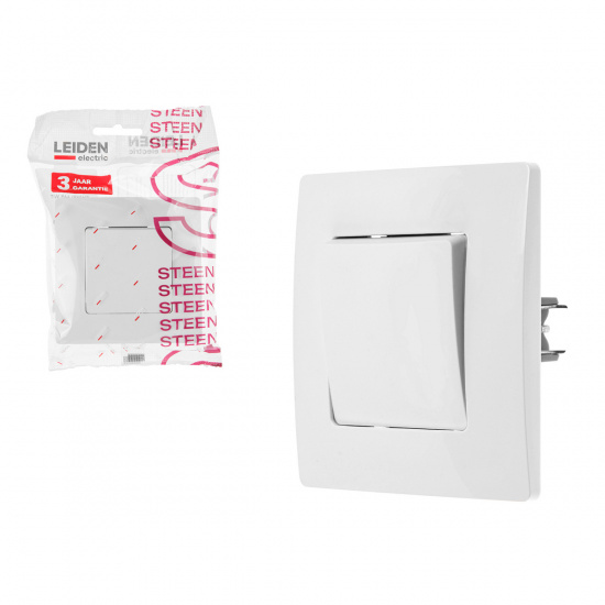 Большое фото товара - Выключатель 1кл. скрытый 10А белый Steen LEIDEN ELECTRIC 806031, 806031. Вариант №1