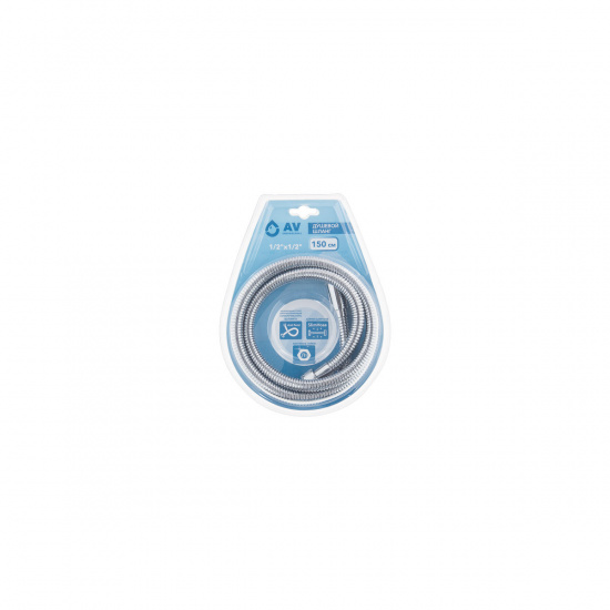Большое фото товара - Шланг душевой SUS/EPDM 1/2 г-г 150см хром AV Engineering AVSSS-047, AVSSS-047. Вариант №1