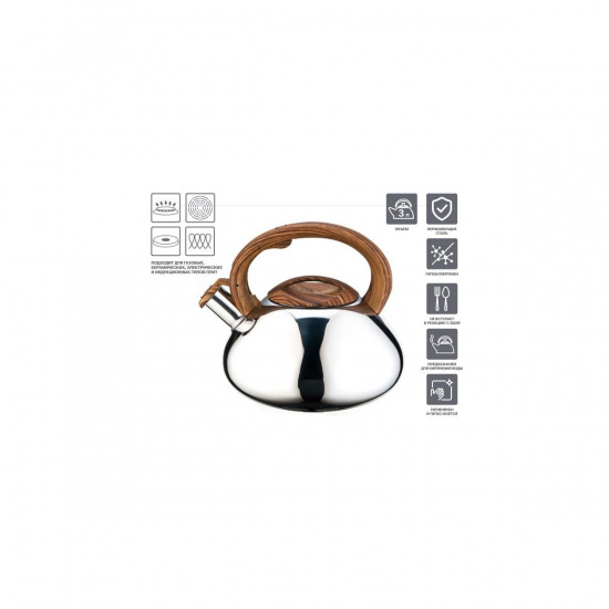 Большое фото товара - Чайник со свистком нержавеющая сталь 3.0л Hibiscus PERFECTO LINEA 52-330004, 52-330004. Вариант №1