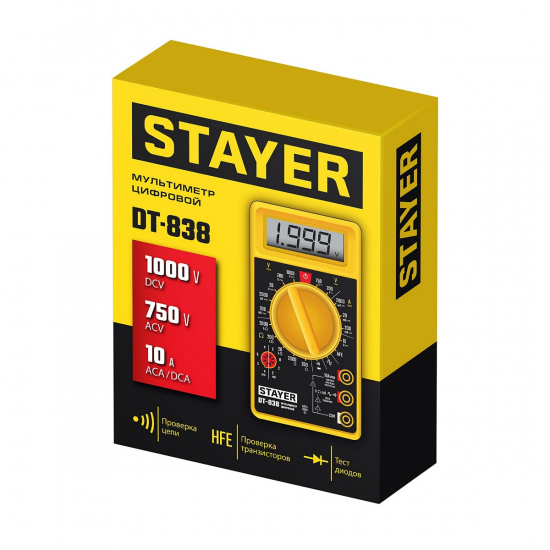 Большое фото товара - Цифровой мультиметр DT-838 STAYER 45306_z01, 45306_z01. Вариант №2
